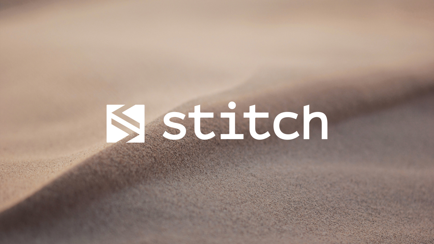 Stitch logo on textured background