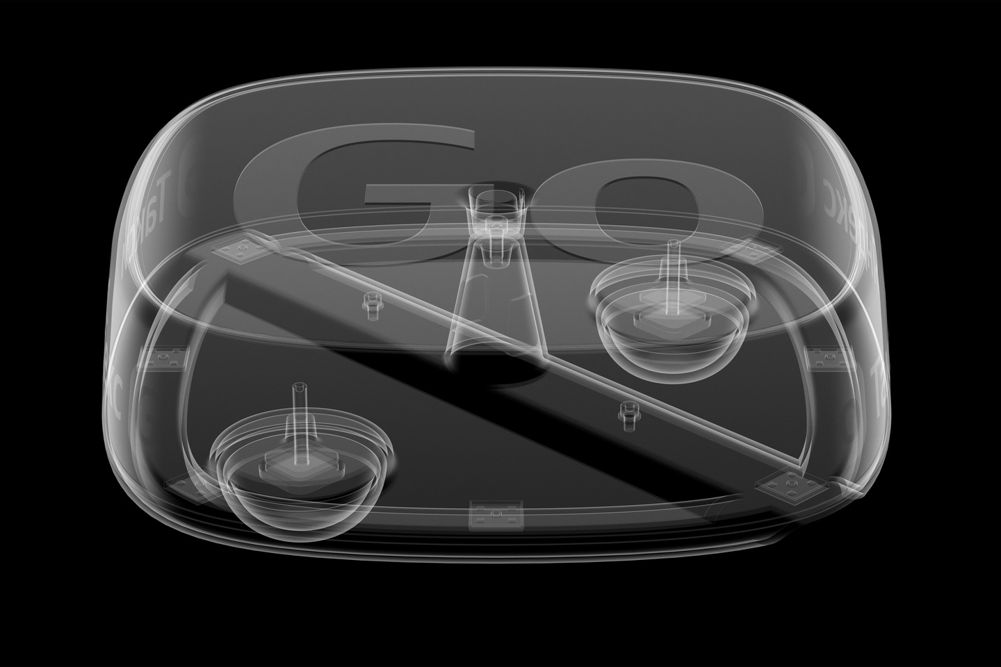 Wireframe 3D model of a taxi rooftop sign on a dark background