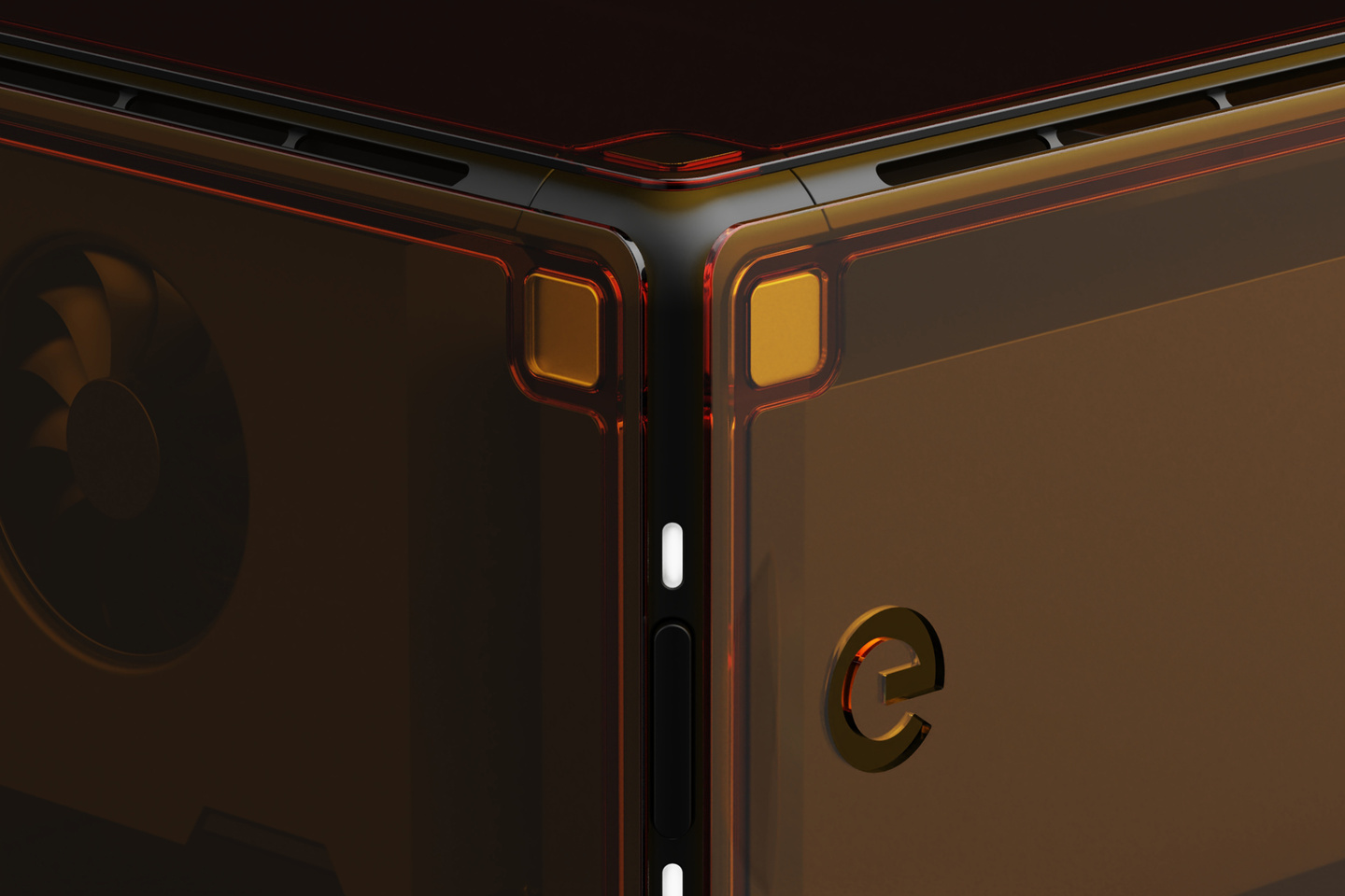 Detailed photograph of corner joint construction with visible magnet fixings