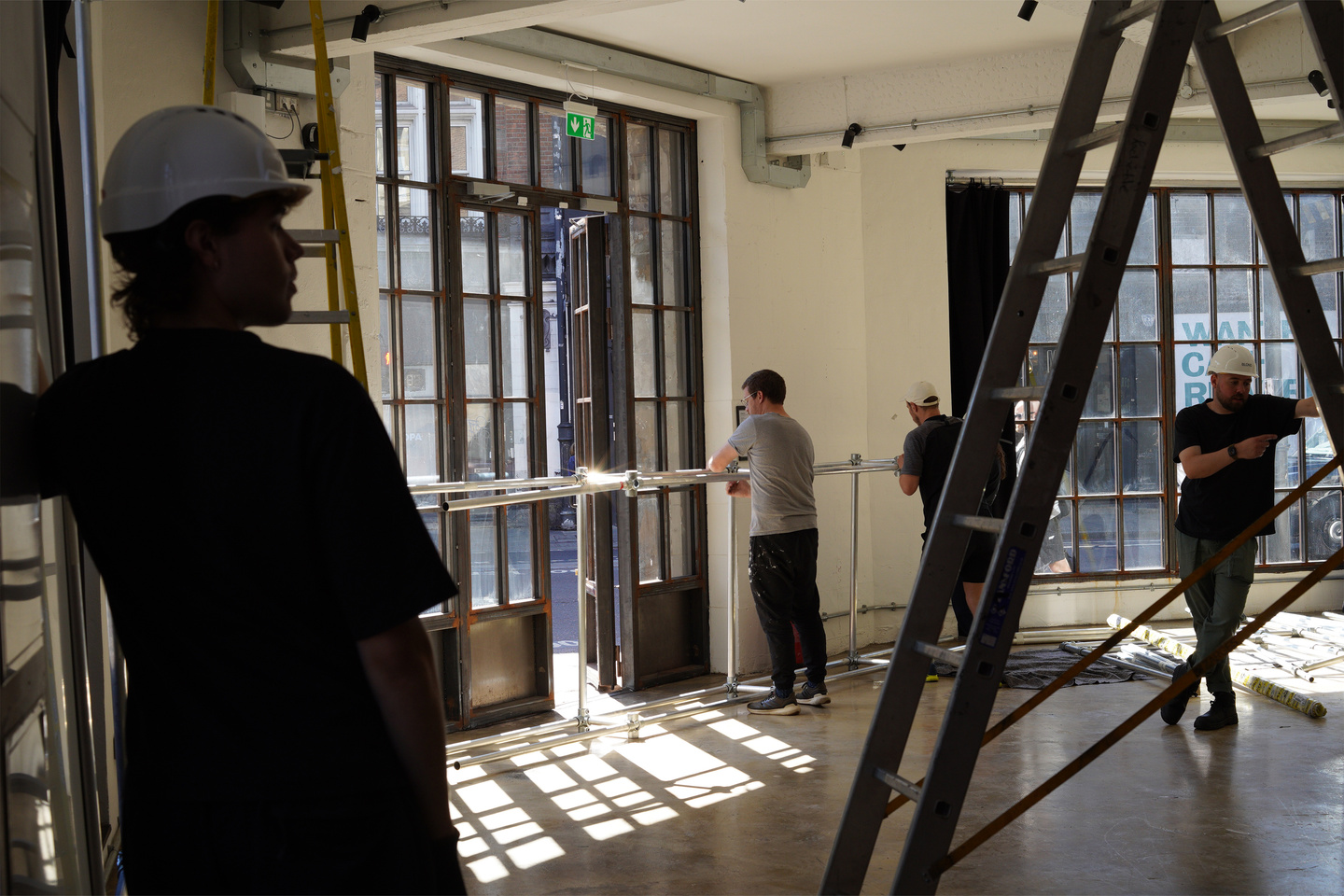 BLOND team members setting up BLOND LABORATORY exhibition during London Design Festival