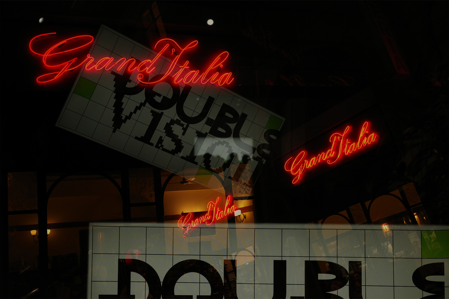 Photograph with abstract reflections during Milan Design Week