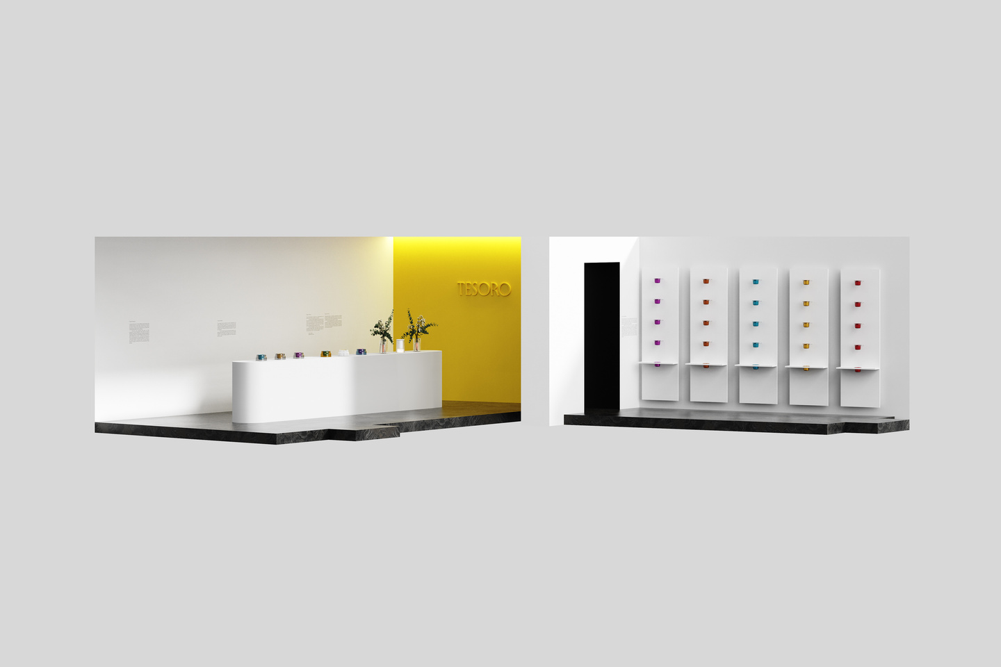 A CAD render view of the exhibition space.