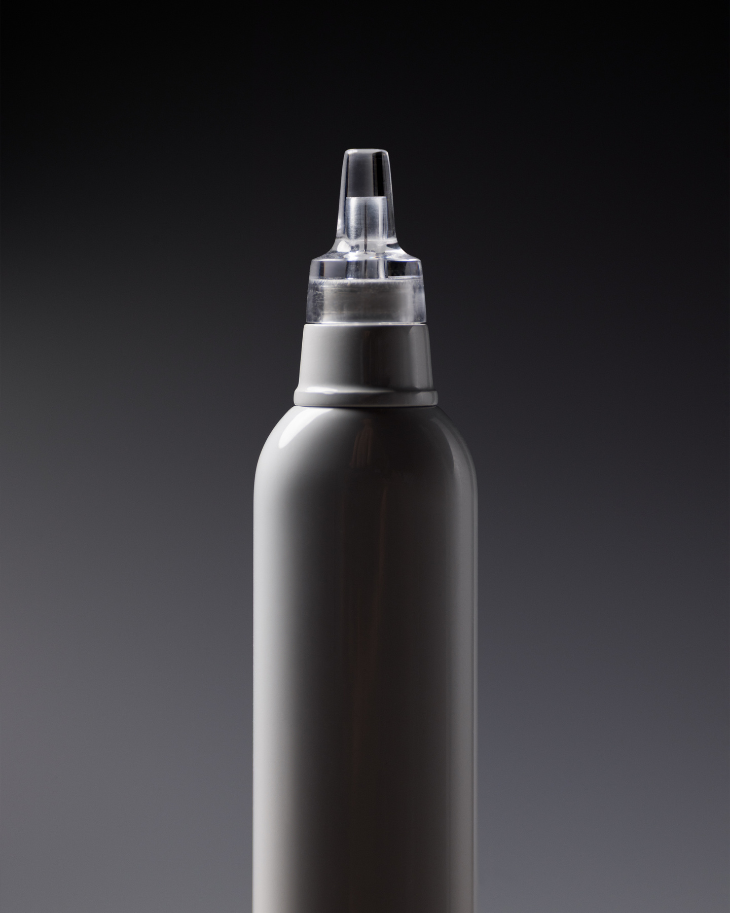 Close-up view of the black smart insulin pen tip and needle connector assembly