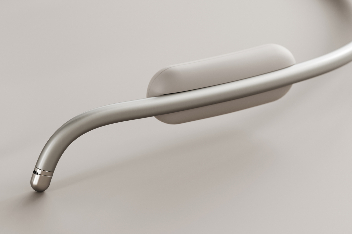 Detailed side profile view of a compact module on the Clay AI wearable neckband