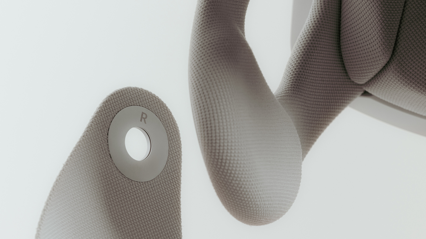 Close-up render of a micro-textured strap component for a medical headwear device