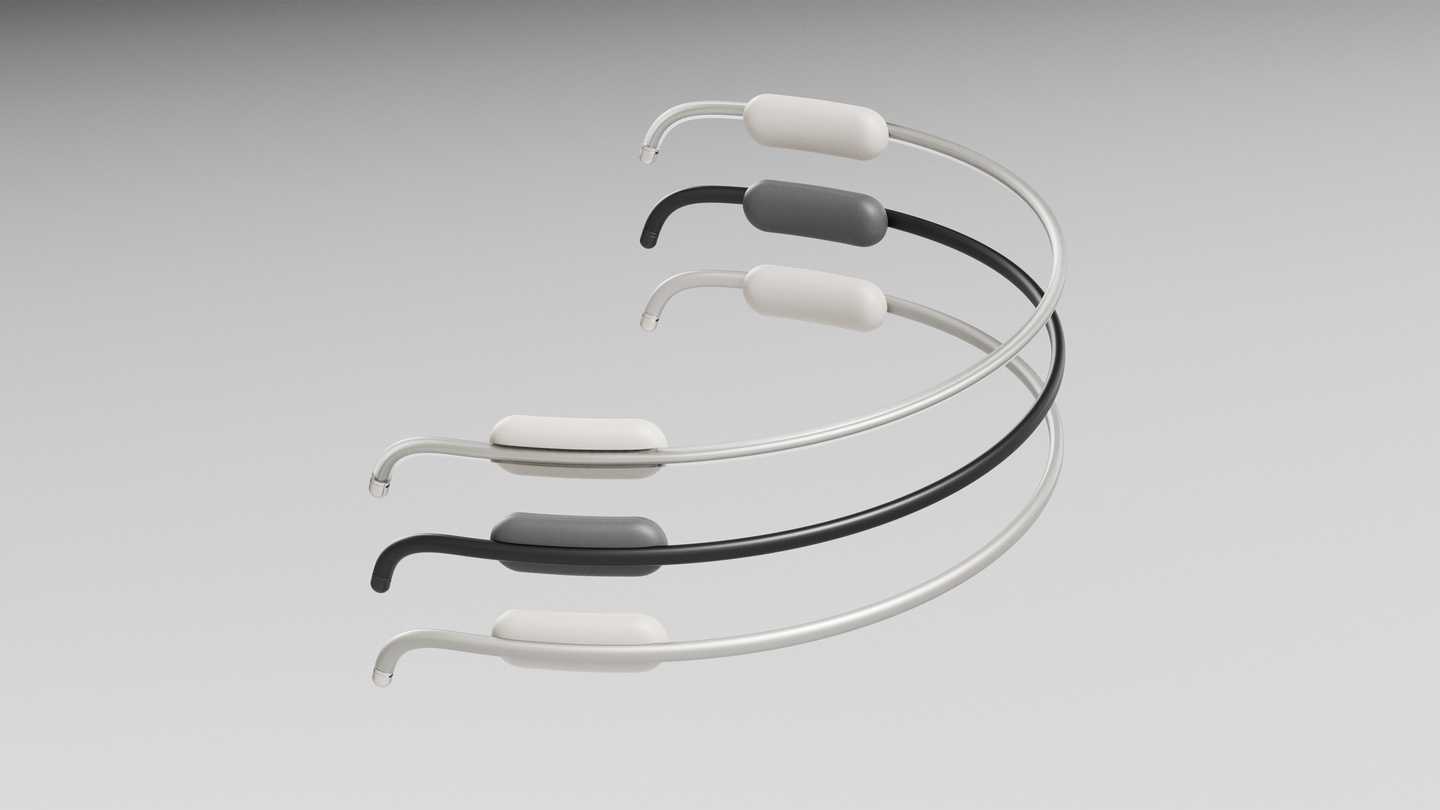 Three Clay AI wearable neckband color variants arranged in a semi-circular display